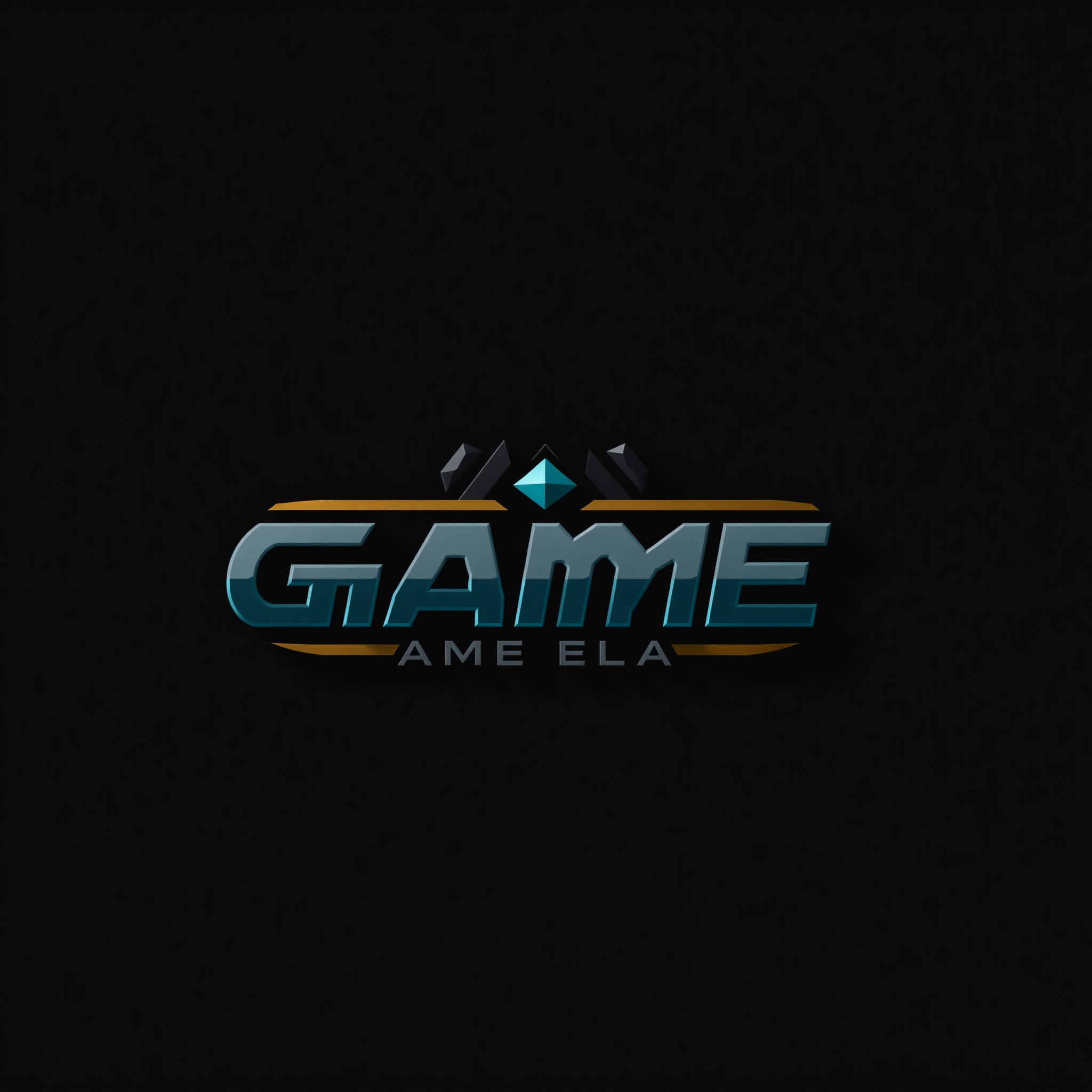 Logo de marca de juego con diseño moderno y profundidad visual
