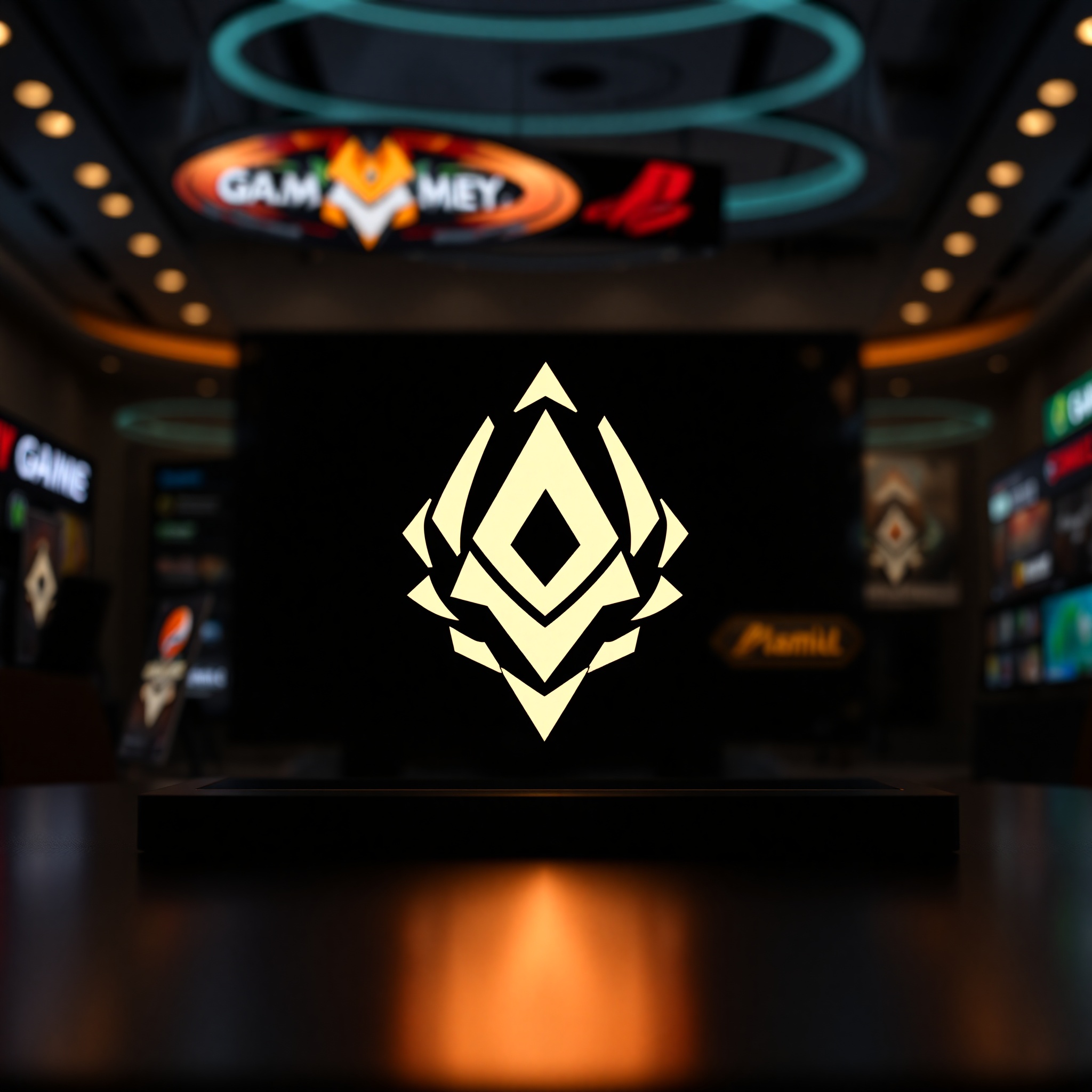 Logo profesional de marca de juegos con diseño distintivo y simbología de poder